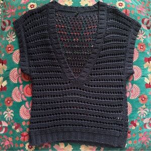 Benetton Open Knit V-neck Sweater Vest Top